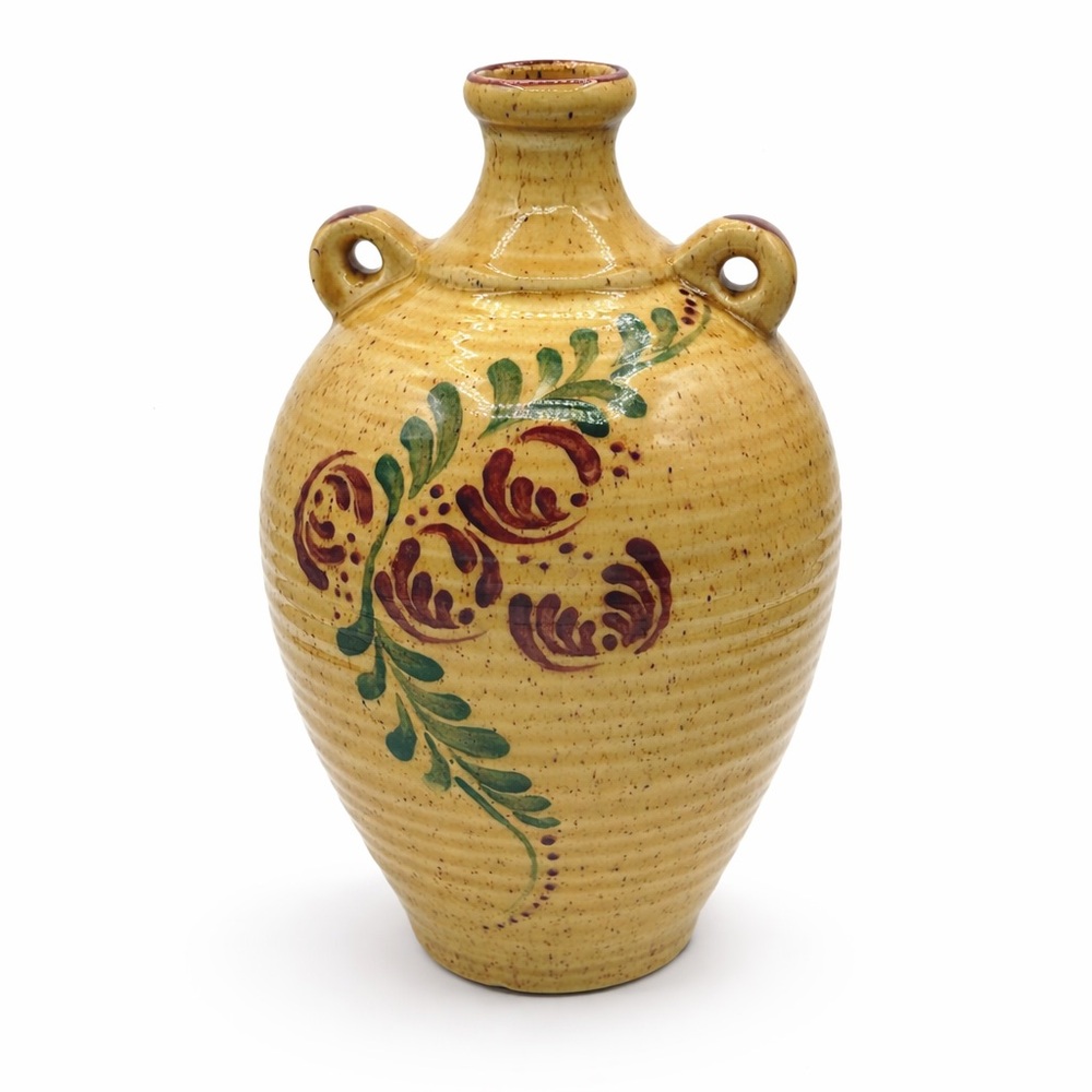 Vintage Royal Haeger Hand Painted Floral Pottery Vase Yellow USA